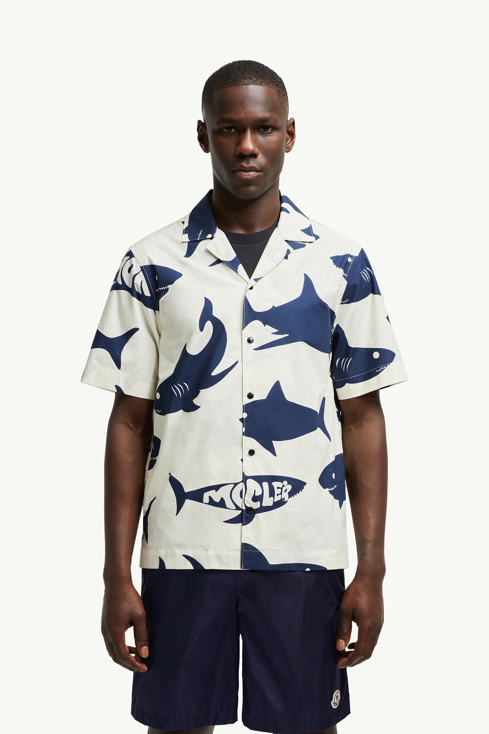 Shark Print Cotton Short Sleeve Shirt
