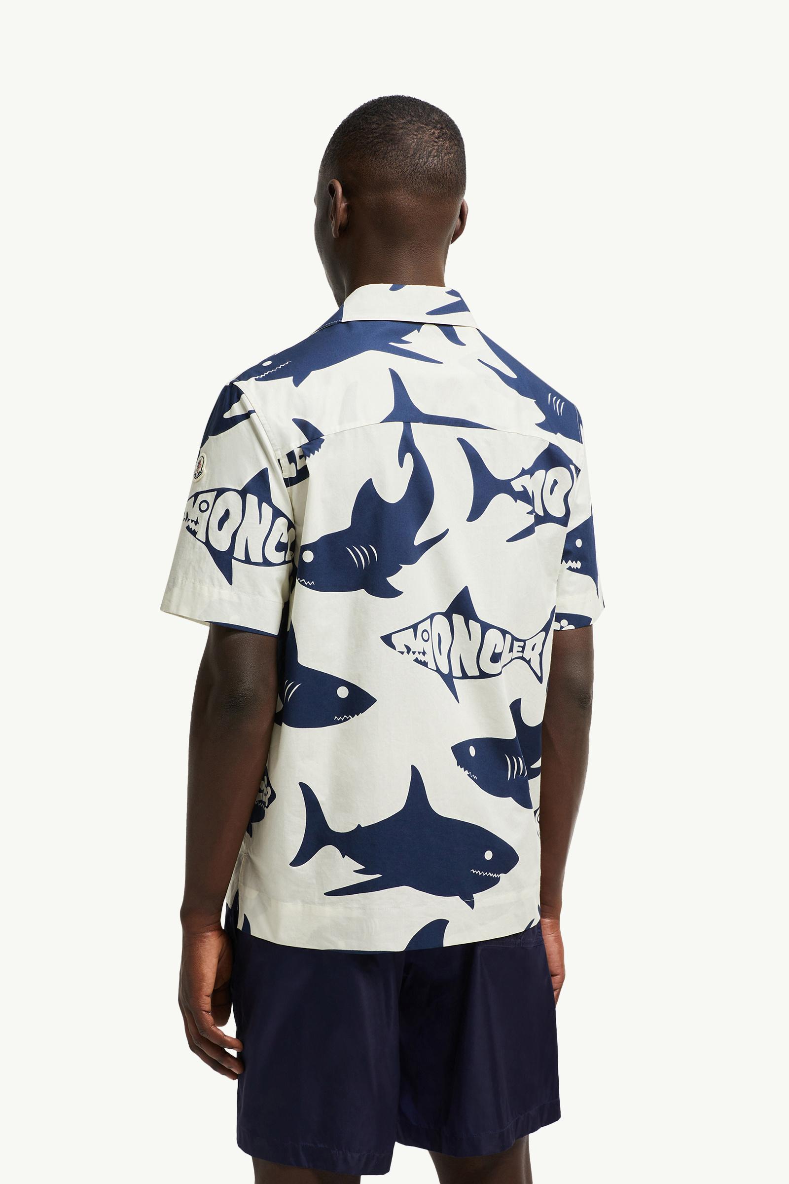 Shark Print Cotton Short Sleeve Shirt