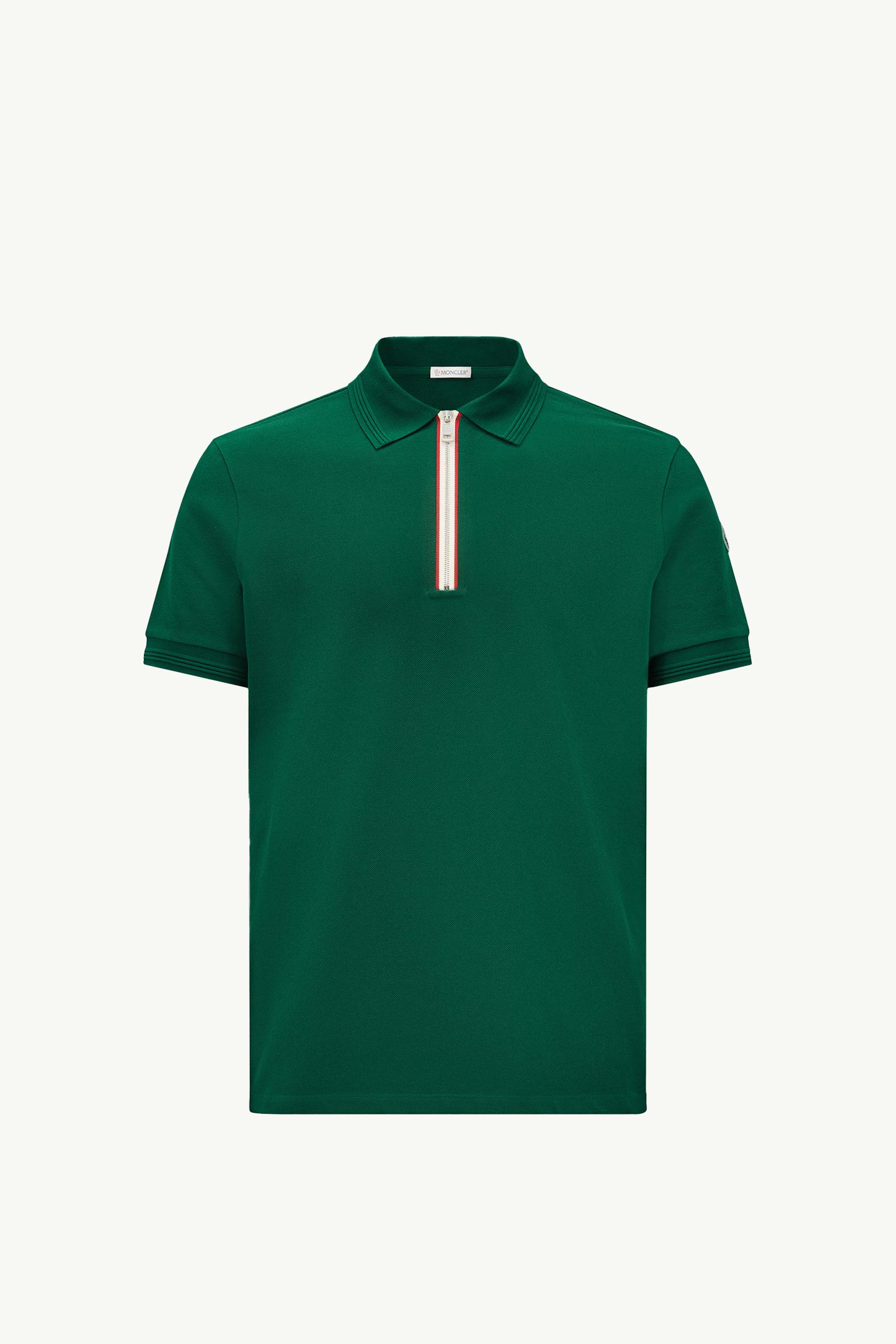 Tricolour Trim Cotton Piquet Polo Shirt