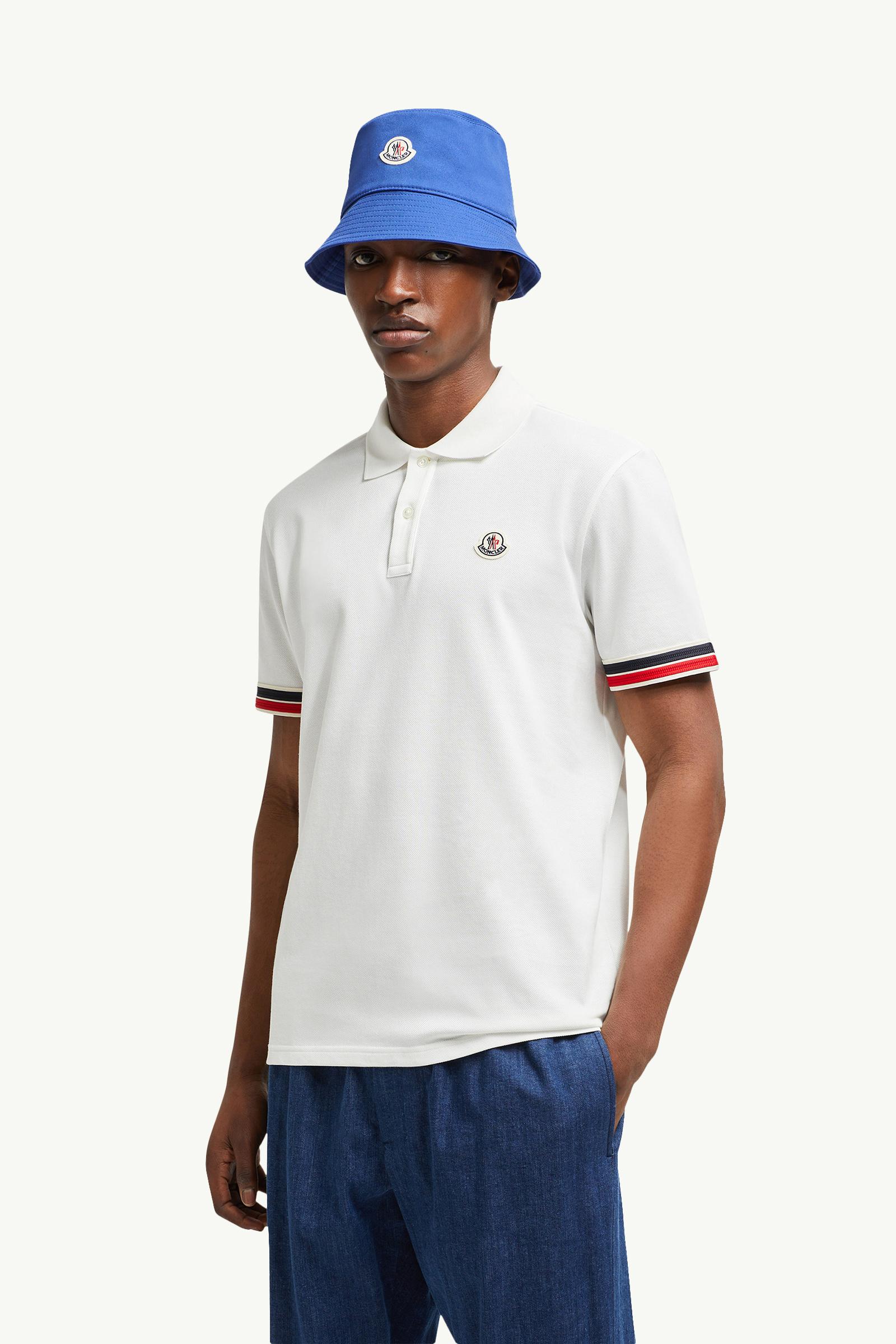 Striped Trim Cotton Piquet Polo Shirt