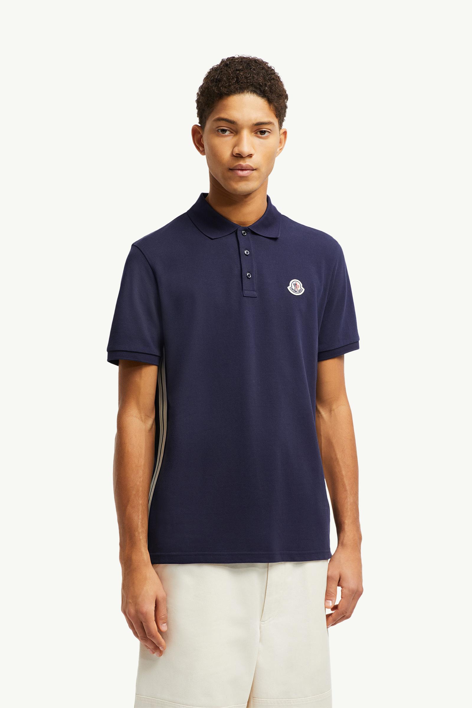 Striped Accent Cotton Piquet Polo Shirt