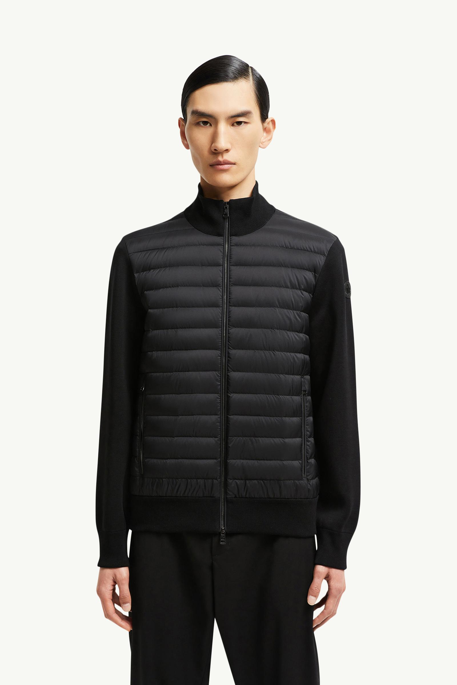 Padded Crepe Cotton Zip-Up Cardigan