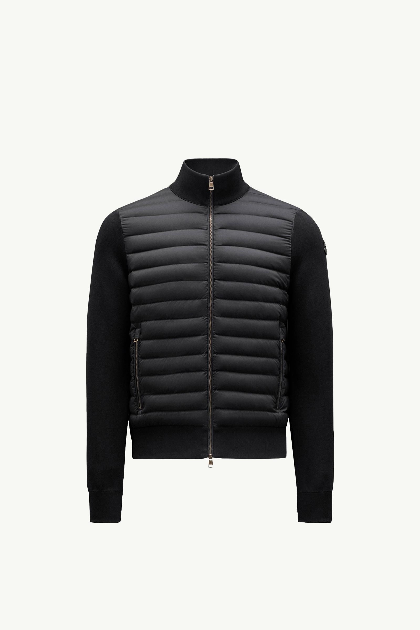 Padded Crepe Cotton Zip-Up Cardigan