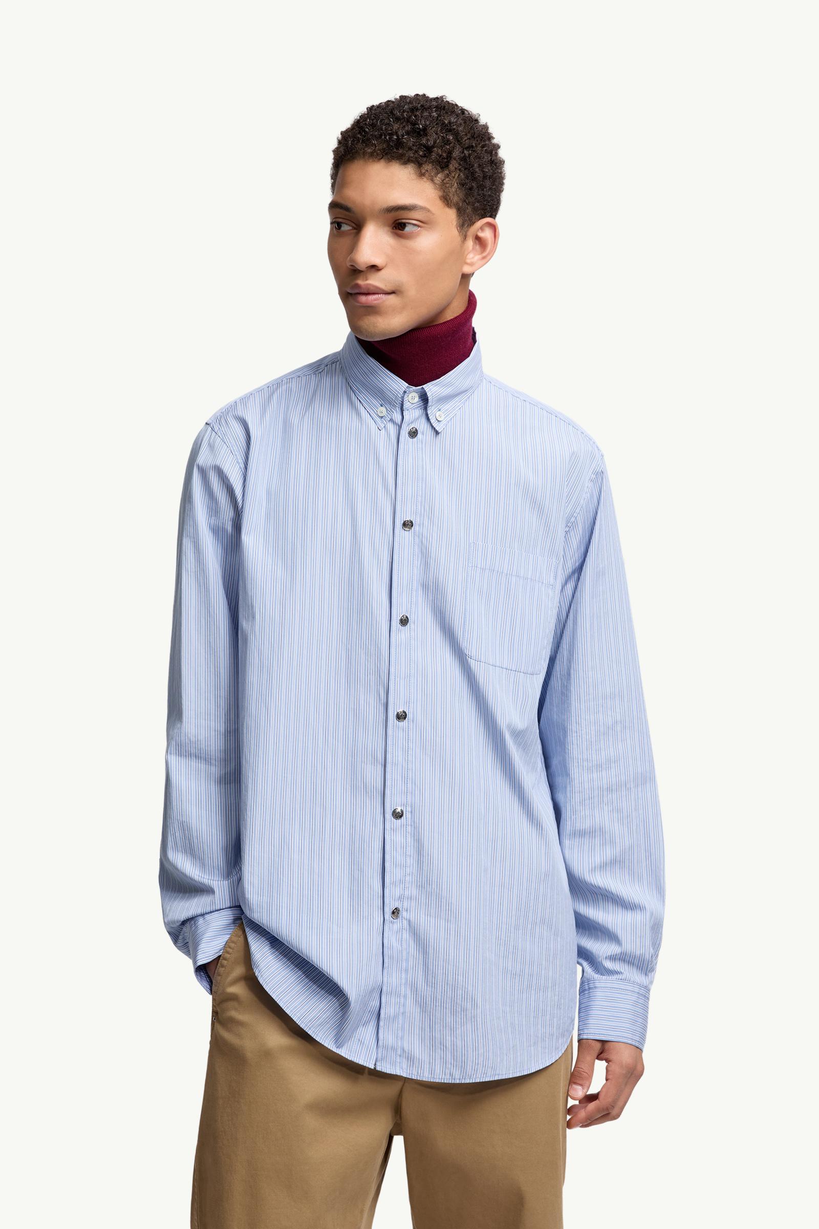 Striped Oxford Cotton Long Sleeve Shirt