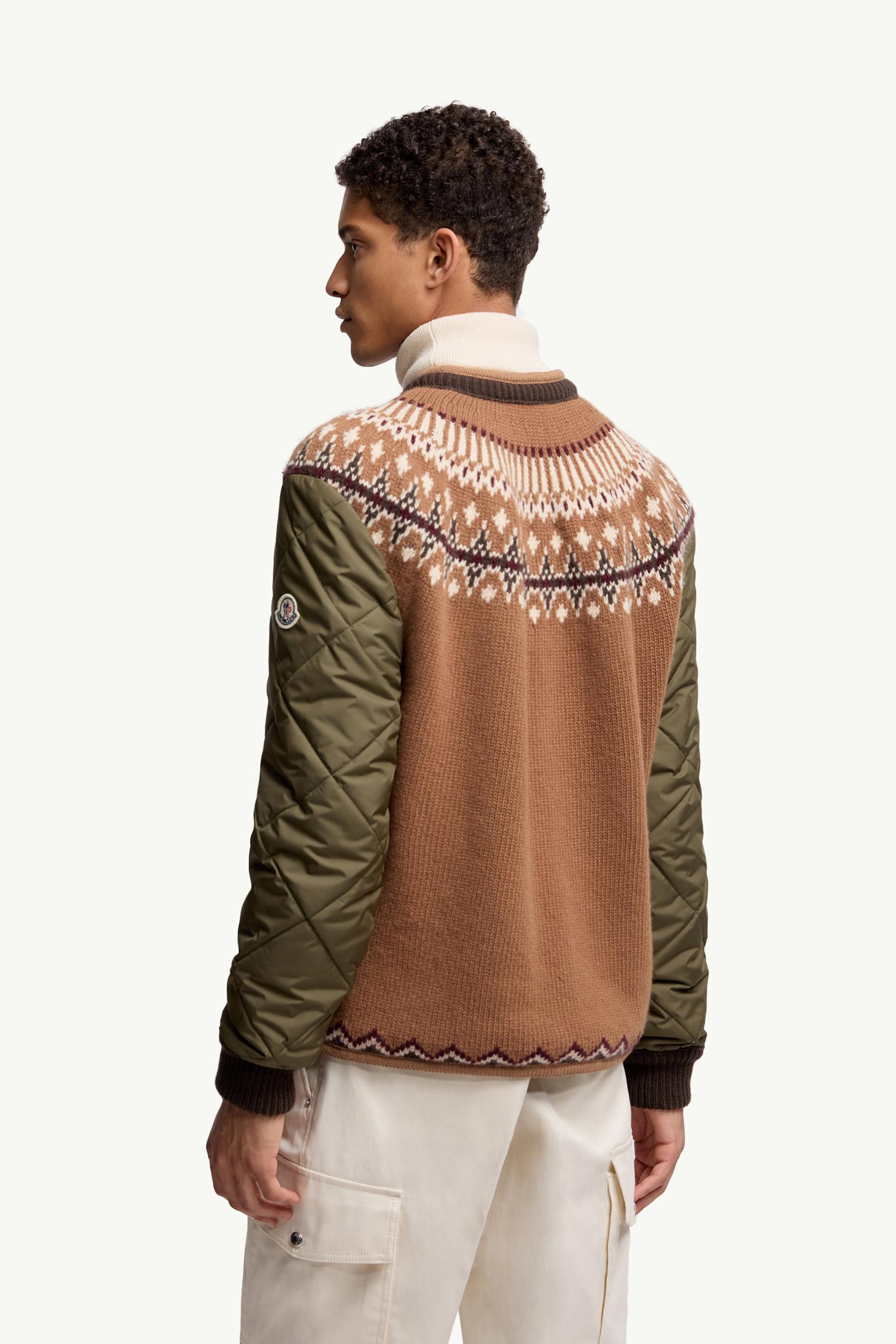 Padded Geometric Wool Blend Cardigan